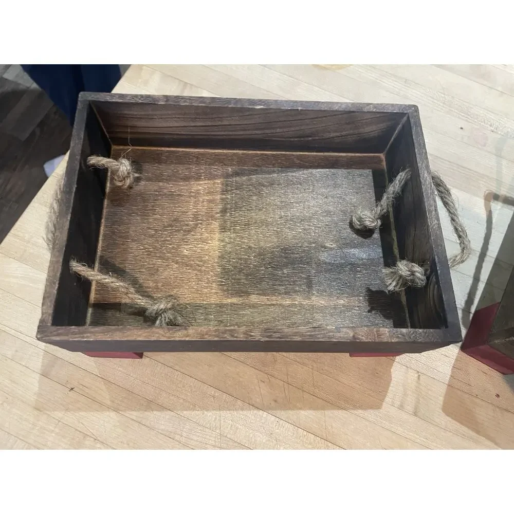 2 Rustic Wooden Crates Container Boxes Homemade Decor Storage Risers Display